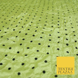 9 COLOURS - Crushed Creased 4mm Spotted Polka Dot Polyester Stretch Satin Fabric