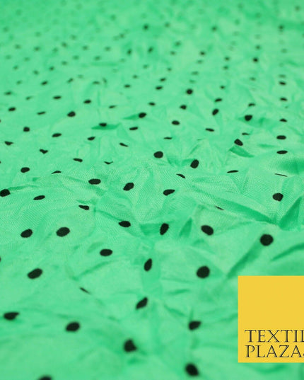 5 COLOURS Crushed Creased 4mm Spotted Polka Dot Polyester Stretch Jersey Fabric