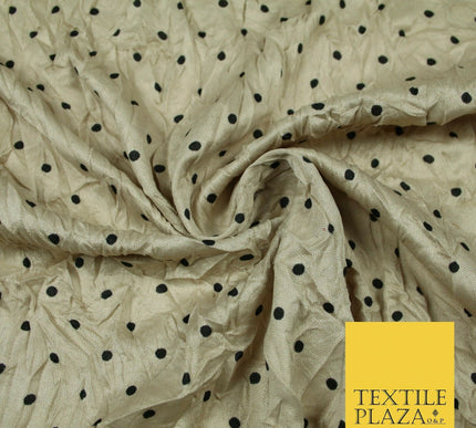 5 COLOURS Crushed Creased 4mm Spotted Polka Dot Polyester Stretch Jersey Fabric