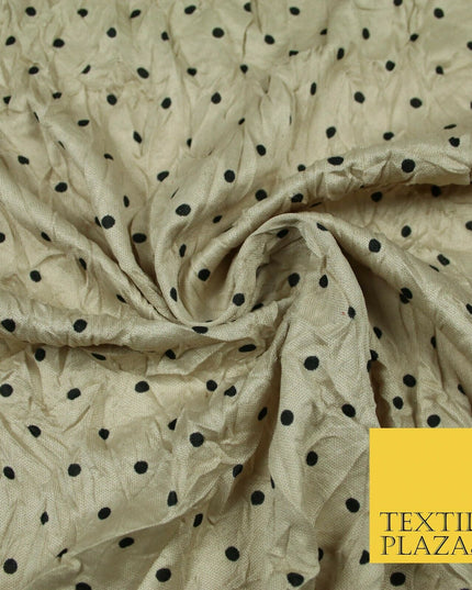 5 COLOURS Crushed Creased 4mm Spotted Polka Dot Polyester Stretch Jersey Fabric