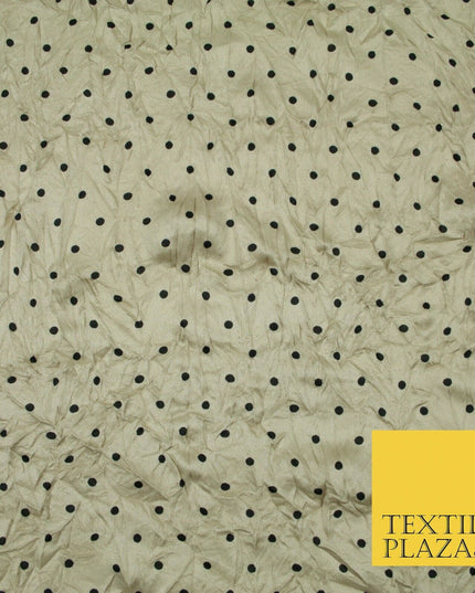 5 COLOURS Crushed Creased 4mm Spotted Polka Dot Polyester Stretch Jersey Fabric