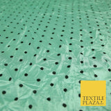 9 COLOURS - Crushed Creased 4mm Spotted Polka Dot Polyester Stretch Satin Fabric