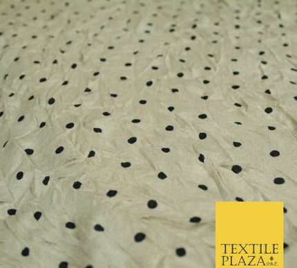 5 COLOURS Crushed Creased 4mm Spotted Polka Dot Polyester Stretch Jersey Fabric