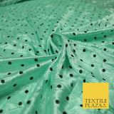 9 COLOURS - Crushed Creased 4mm Spotted Polka Dot Polyester Stretch Satin Fabric