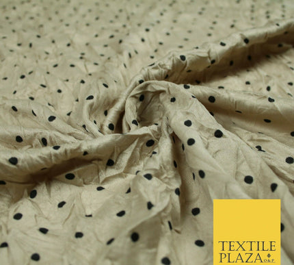 5 COLOURS Crushed Creased 4mm Spotted Polka Dot Polyester Stretch Jersey Fabric
