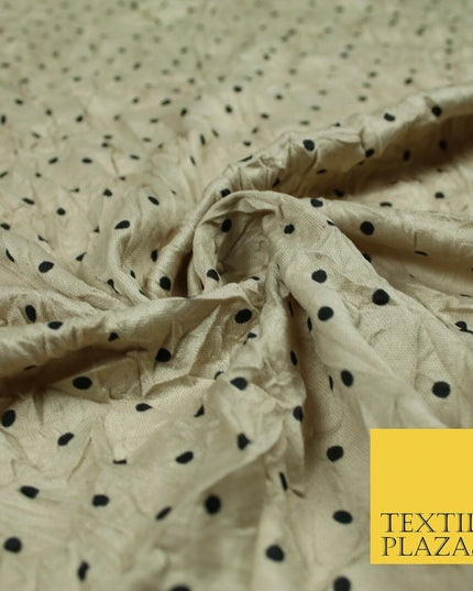 5 COLOURS Crushed Creased 4mm Spotted Polka Dot Polyester Stretch Jersey Fabric