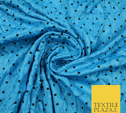 5 COLOURS Crushed Creased 4mm Spotted Polka Dot Polyester Stretch Jersey Fabric