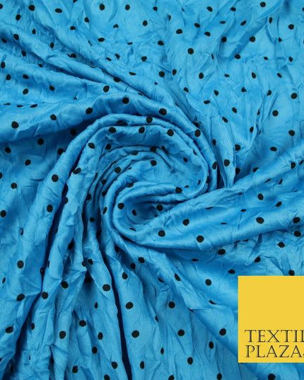 5 COLOURS Crushed Creased 4mm Spotted Polka Dot Polyester Stretch Jersey Fabric