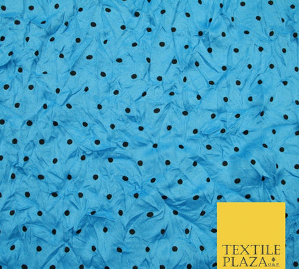 5 COLOURS Crushed Creased 4mm Spotted Polka Dot Polyester Stretch Jersey Fabric