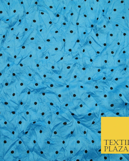 5 COLOURS Crushed Creased 4mm Spotted Polka Dot Polyester Stretch Jersey Fabric