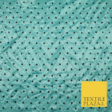 9 COLOURS - Crushed Creased 4mm Spotted Polka Dot Polyester Stretch Satin Fabric