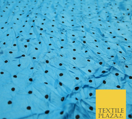 5 COLOURS Crushed Creased 4mm Spotted Polka Dot Polyester Stretch Jersey Fabric