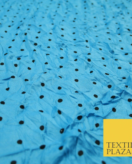 5 COLOURS Crushed Creased 4mm Spotted Polka Dot Polyester Stretch Jersey Fabric