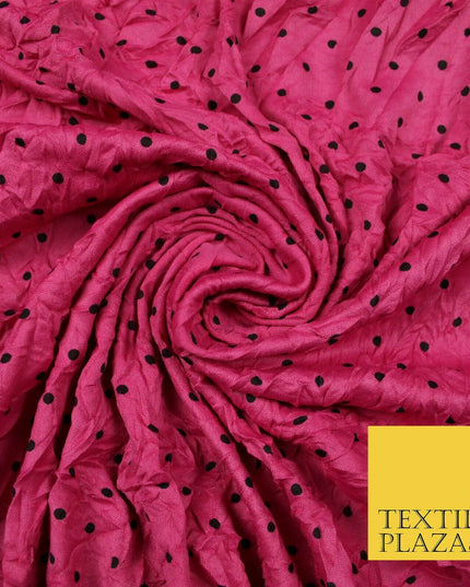 5 COLOURS Crushed Creased 4mm Spotted Polka Dot Polyester Stretch Jersey Fabric