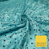 9 COLOURS - Crushed Creased 4mm Spotted Polka Dot Polyester Stretch Satin Fabric