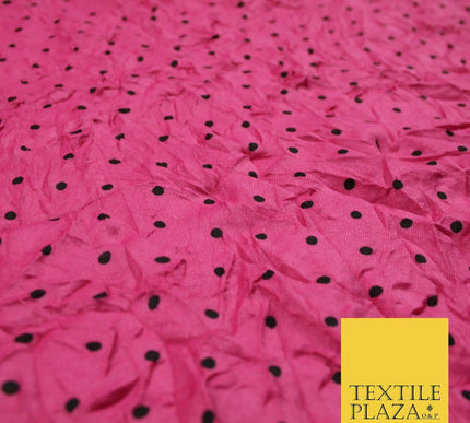 5 COLOURS Crushed Creased 4mm Spotted Polka Dot Polyester Stretch Jersey Fabric