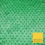 9 COLOURS - Crushed Creased 4mm Spotted Polka Dot Polyester Stretch Satin Fabric