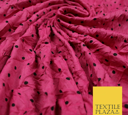 5 COLOURS Crushed Creased 4mm Spotted Polka Dot Polyester Stretch Jersey Fabric