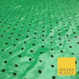 9 COLOURS - Crushed Creased 4mm Spotted Polka Dot Polyester Stretch Satin Fabric