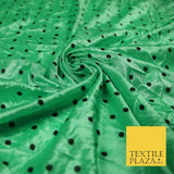 9 COLOURS - Crushed Creased 4mm Spotted Polka Dot Polyester Stretch Satin Fabric