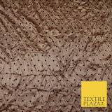 9 COLOURS - Crushed Creased 4mm Spotted Polka Dot Polyester Stretch Satin Fabric