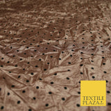 9 COLOURS - Crushed Creased 4mm Spotted Polka Dot Polyester Stretch Satin Fabric