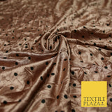 9 COLOURS - Crushed Creased 4mm Spotted Polka Dot Polyester Stretch Satin Fabric