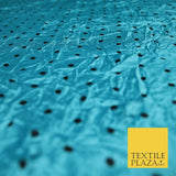 9 COLOURS - Crushed Creased 4mm Spotted Polka Dot Polyester Stretch Satin Fabric