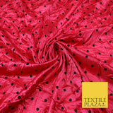 9 COLOURS - Crushed Creased 4mm Spotted Polka Dot Polyester Stretch Satin Fabric
