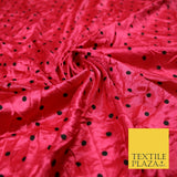 9 COLOURS - Crushed Creased 4mm Spotted Polka Dot Polyester Stretch Satin Fabric