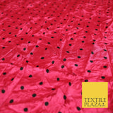 9 COLOURS - Crushed Creased 4mm Spotted Polka Dot Polyester Stretch Satin Fabric