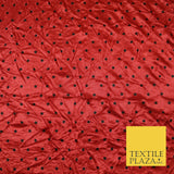 9 COLOURS - Crushed Creased 4mm Spotted Polka Dot Polyester Stretch Satin Fabric