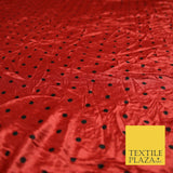 9 COLOURS - Crushed Creased 4mm Spotted Polka Dot Polyester Stretch Satin Fabric