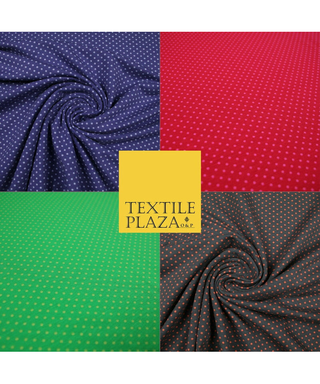 4 COLOURS - Pin Dot Mini Spotted Printed Soft Organic Cotton Jersey Fabric 59"