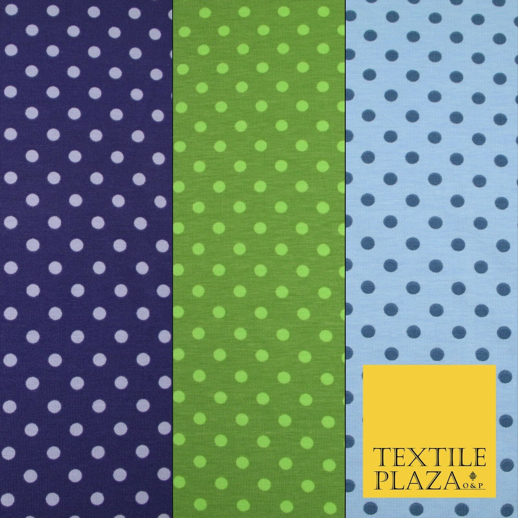 6mm Spotted Polka Dot Printed Soft Organic Cotton Jersey Fabric 59" 3 COLOURS