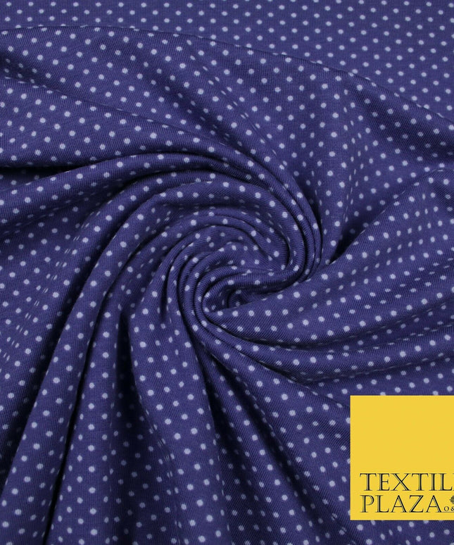 4 COLOURS - Pin Dot Mini Spotted Printed Soft Organic Cotton Jersey Fabric 59"