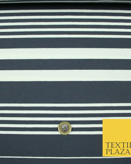 Red Grey Barcode Striped Mix Lines Printed Soft Organic Cotton Jersey Fabric 59"