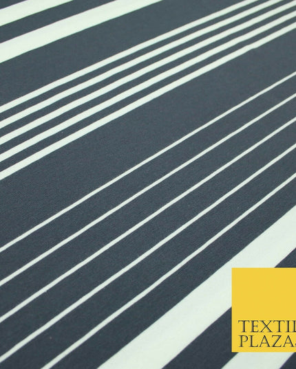 Red Grey Barcode Striped Mix Lines Printed Soft Organic Cotton Jersey Fabric 59"
