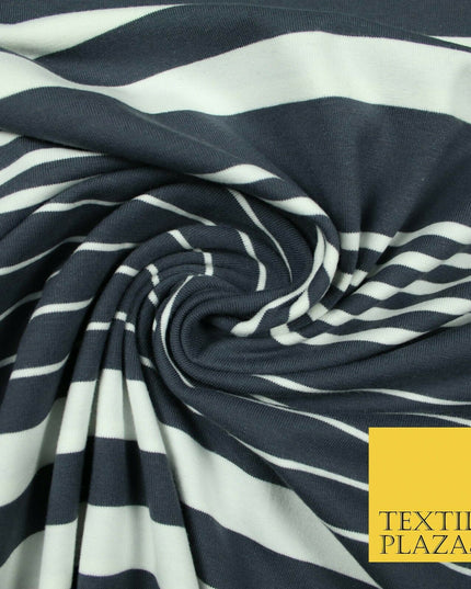 Red Grey Barcode Striped Mix Lines Printed Soft Organic Cotton Jersey Fabric 59"