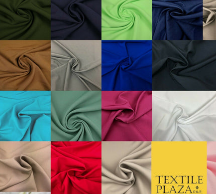 18 COLOURS Premium Plain Coloured Bi Stretch Panama Polyester Suiting Fabric 58"