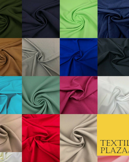 18 COLOURS Premium Plain Coloured Bi Stretch Panama Polyester Suiting Fabric 58"