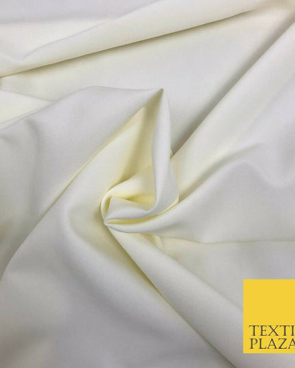 18 COLOURS Premium Plain Coloured Bi Stretch Panama Polyester Suiting Fabric 58"