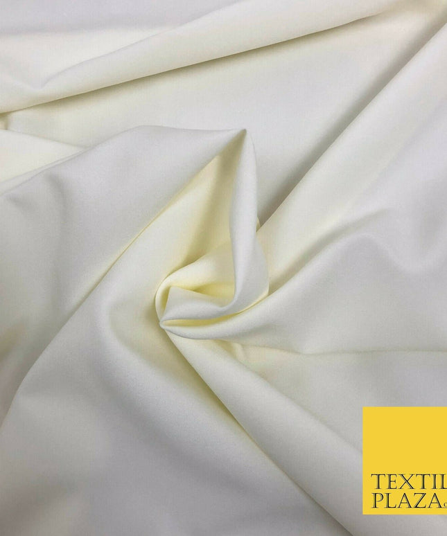 18 COLOURS Premium Plain Coloured Bi Stretch Panama Polyester Suiting Fabric 58"