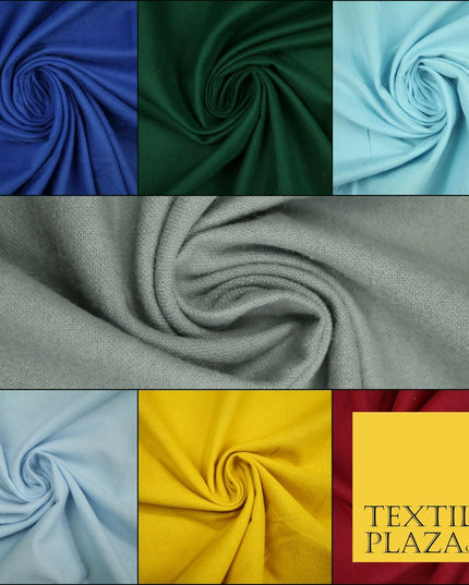 Plain Coloured Winceyette Soft 100% Brushed Cotton Fabric Flannel 110cm Wide