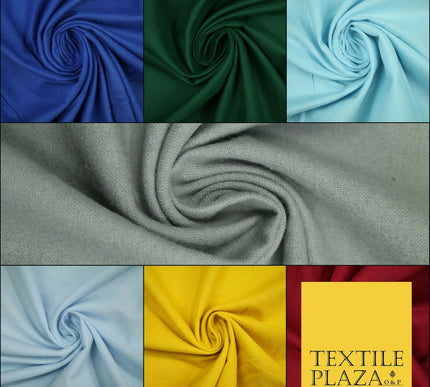 Plain Coloured Winceyette Soft 100% Brushed Cotton Fabric Flannel 110cm Wide