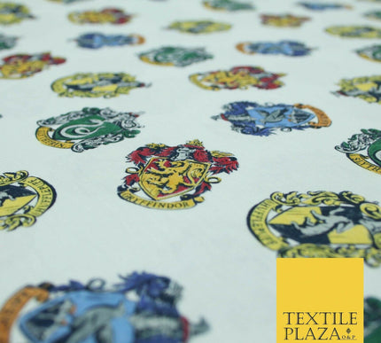 HARRY POTTER Hogwarts House Badges Emblems Print 100% Cotton Fabric 59" 5510