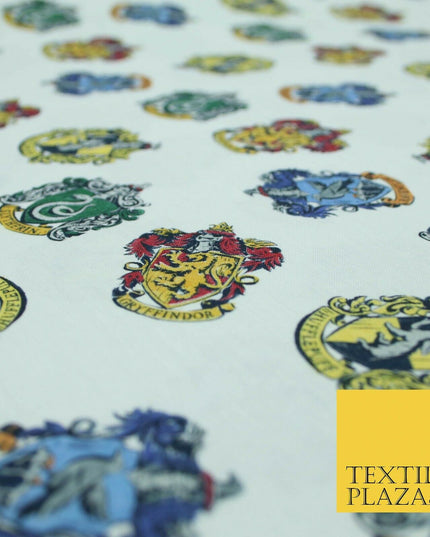 HARRY POTTER Hogwarts House Badges Emblems Print 100% Cotton Fabric 59" 5510
