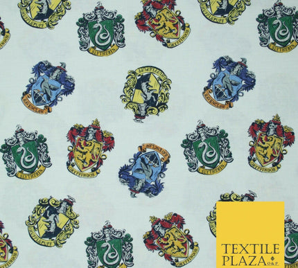 HARRY POTTER Hogwarts House Badges Emblems Print 100% Cotton Fabric 59" 5510