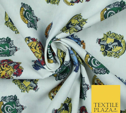 HARRY POTTER Hogwarts House Badges Emblems Print 100% Cotton Fabric 59" 5510