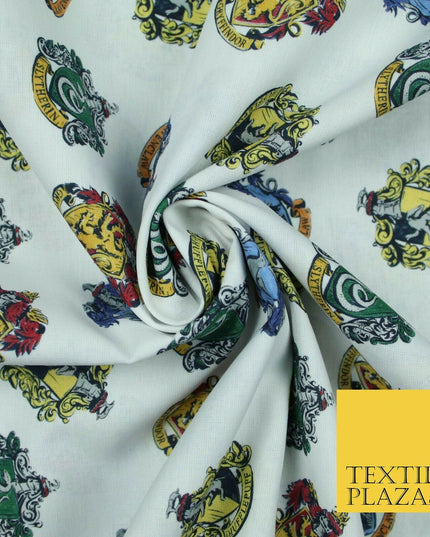 HARRY POTTER Hogwarts House Badges Emblems Print 100% Cotton Fabric 59" 5510